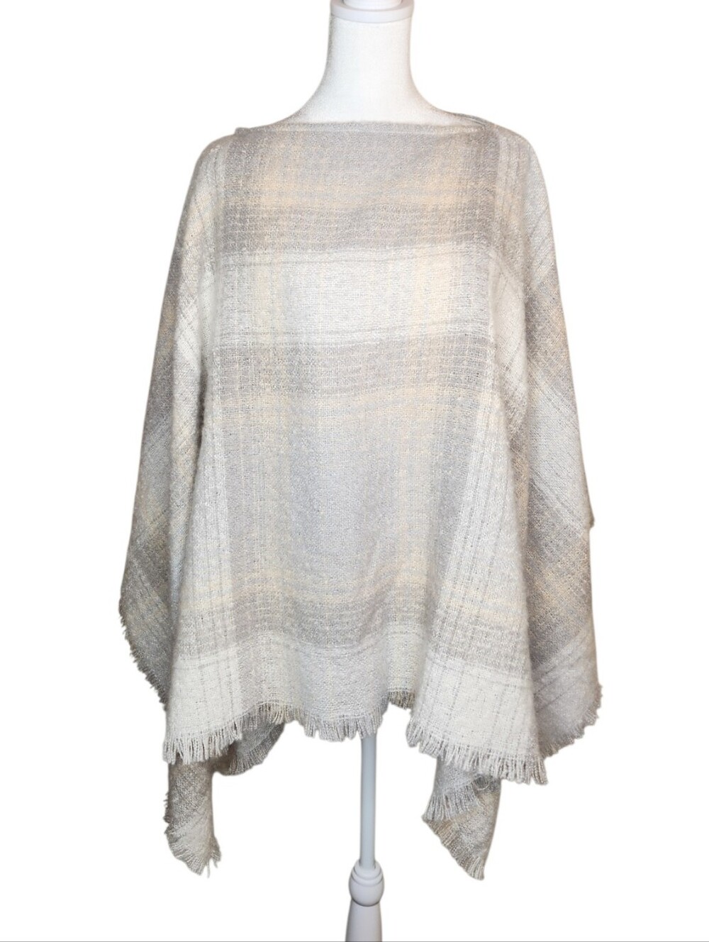 NEW J Jill Plaid Boucle Textured Poncho Size S-L